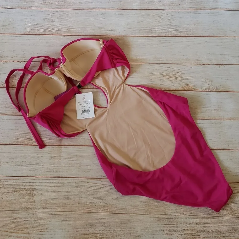 L'Agent by Agent Provocateur Adrina Halter Cutout One-Piece Swimsuit in Pink